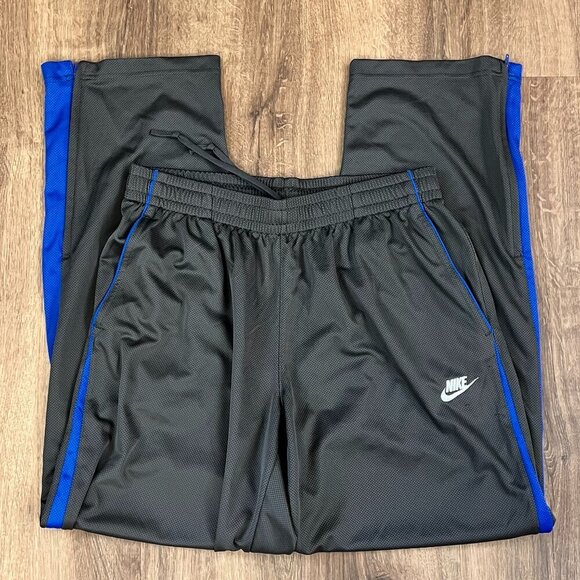 Nike Gray Blue Athletic Tack Pants Zip Ankle Sz L - Picture 1 of 9